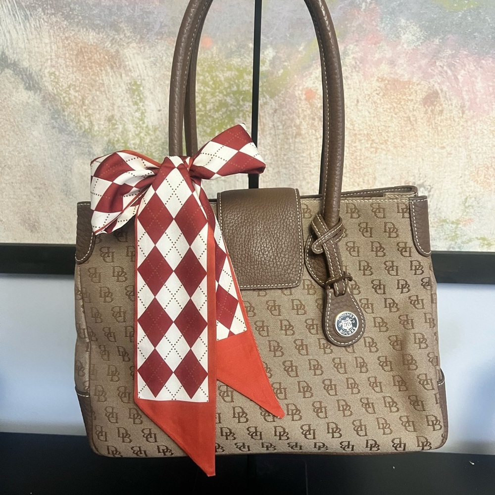 Dooney & Bourke Tan Shoulder Bag with Monogram Design